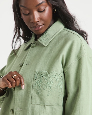 Simply Be Matcha Broderie Hem Utility Cropped Jacket