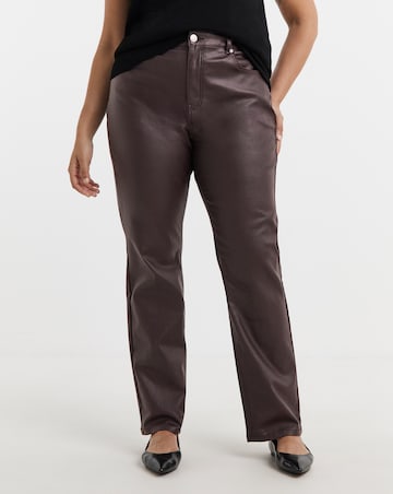 Burgundy Coated Straight Leg Jeans