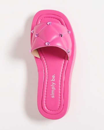 Simply Be Belle Quilted Studded Mule Sandals - Wide Fit (E)