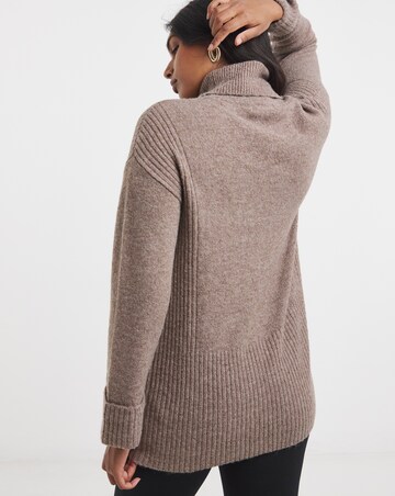 Cosy Yarn Mocha Roll Neck Tunic
