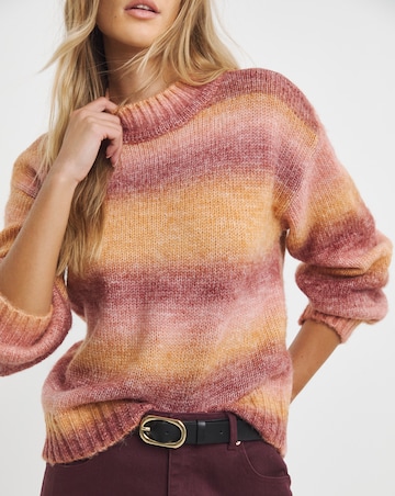 Native Youth Striped Ombre Soft Fluff Knitted Jumper