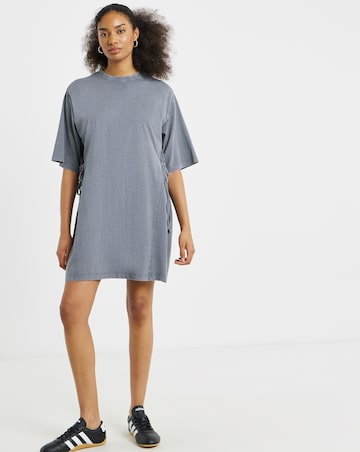 Simply Be Grey Acid Wash Cinched T-Shirt Dress
