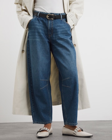 Mid Wash Barrel Leg Jeans