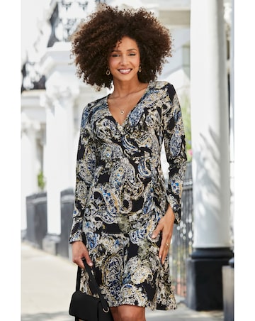 Sosandar Black Paisley Mini Dress