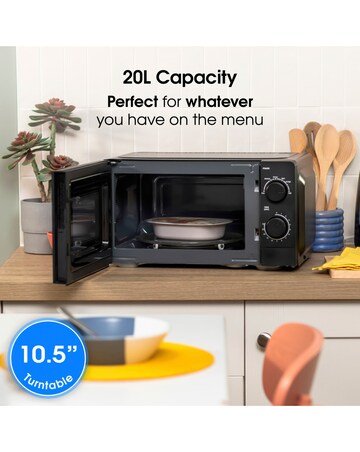 Abode 20 Litre Black Manual Microwave
