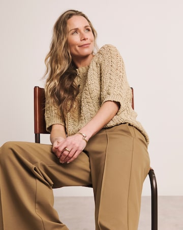 Anthology Camel Ponte Pull On Wide Leg Trouser