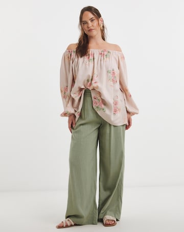 Simply Be Floral Bardot Linen Blend Top