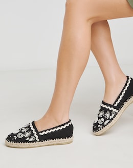 Jenner Embroidered Espadrille Shoes - Wide Fit (E)