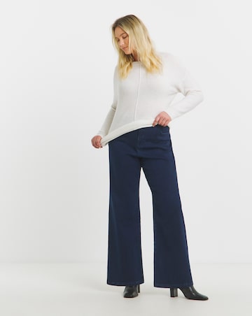 Dark Indigo Cosy Feel Soft Stretch Wide Leg Jeans