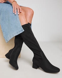 Demi Knee Kigh Heeled Boot - Wide Fit (E) &amp; Super Curvy/Curvy Plus Calf