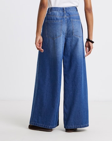 Mid Wash Lightweight Palazzo Jeans