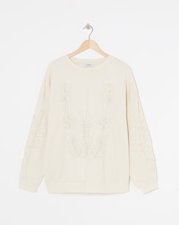Ecru Rope Embroidered Sweatshirt