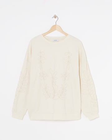 Ecru Rope Embroidered Sweatshirt