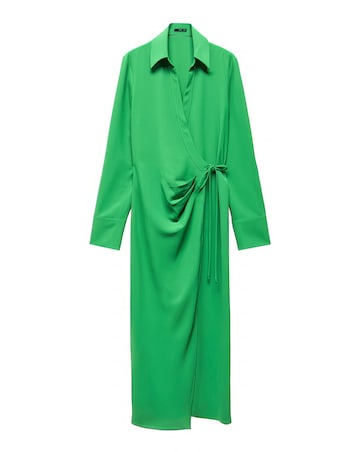 Mango Green Wrap Front Bilma Midi Dress