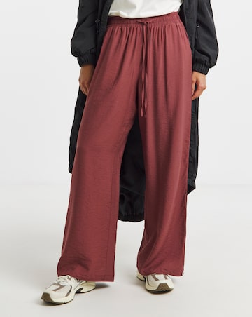 Burgundy Side Stripe Lightweight Wide Leg Trousers