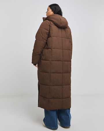 Chocolate Brown Square Padded Maxi Duvet Coat
