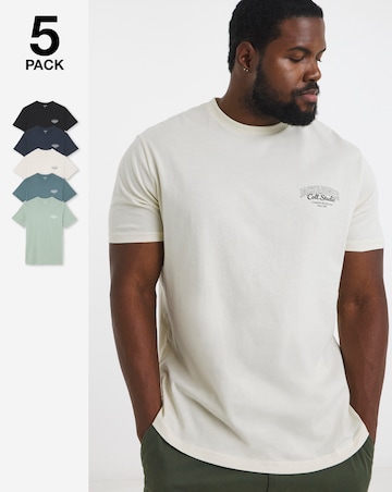 Jack & Jones Makoto Logo T-Shirt 5 Pack - Multi