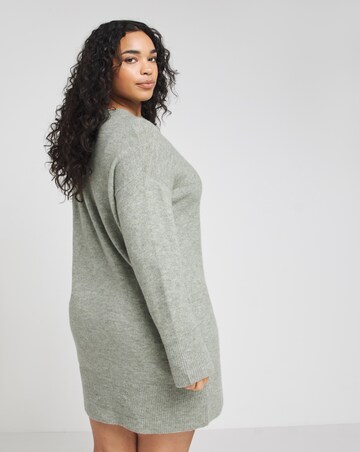 Sage Crew Neck Mini Jumper Dress