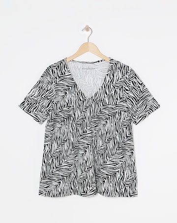 Zebra V Neck Floaty Tee