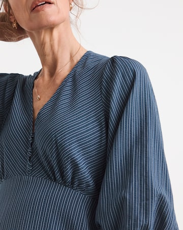 Stripe Button Detail Tea Dress