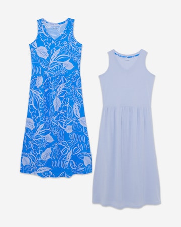 JD Williams (2 Pack) Value Midi Nighties Leaf Print