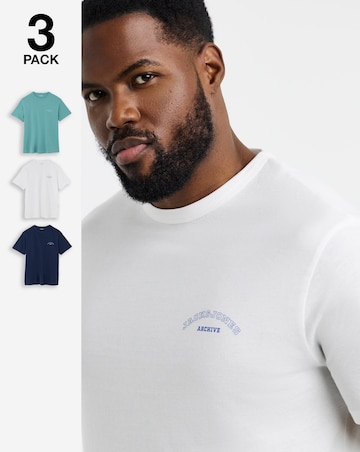 Jack & Jones College Logo T-Shirt 3 Pack - Multi