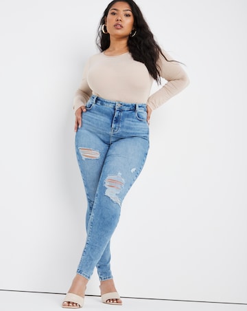 Chloe Stonewash Ripped High Waist Skinny Jeans