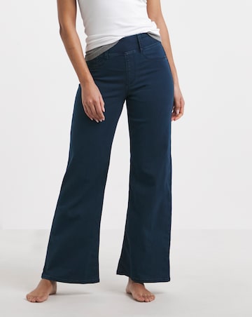 Dark Blue Stretch Wide Leg Pull On Jeggings
