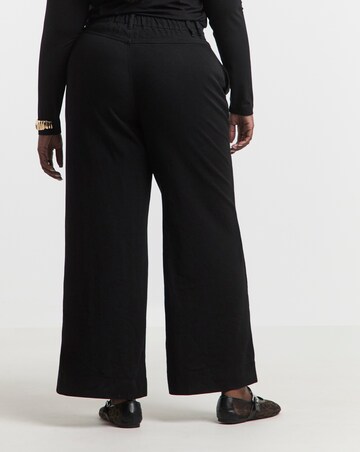 Simply Be Black Lyocell Pleat Detail Wide Leg Jeans