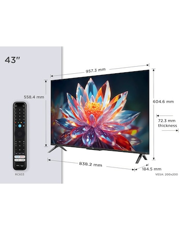 TCL 43T6CUK 43in 4K QLED Fire TV with Freely