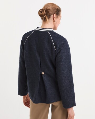Navy Boucle Varsity Jacket
