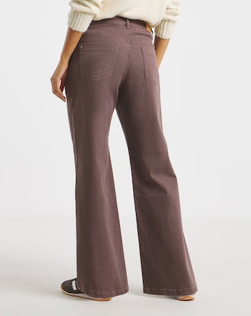 Simply Be Chocolate Pleat Wide Leg Jeans
