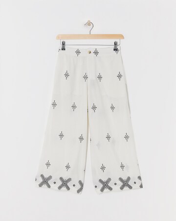 Ivory Embroidered Cotton Mix Culottes