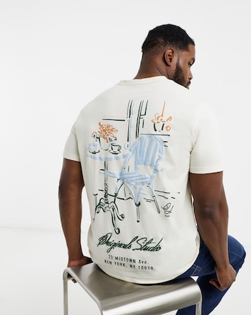 Jack& Jones Bedford Back Graphic T-Shirt - Cream