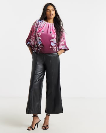 Joanna Hope Bubble Hem Floral Blouse