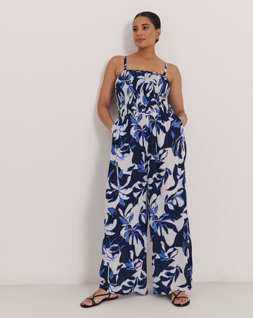 Beach To Beach Shirred Bandeau Beach Jumpsuit