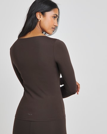 DayFlex Built-in Support Scoop Neck Long Sleeve Top - Americano