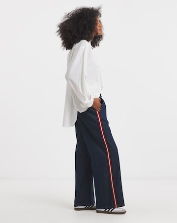 Simply Be Dark Wash Side Stripe Wide Leg Jeans