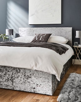 Hayden Crushed Velvet Ottoman Bed with 3 Layer Memory Foam Hybrid Mattress