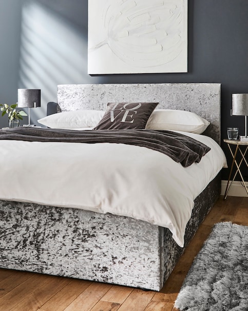 Hayden Crushed Velvet Ottoman Bed with 3 Layer Memory Foam Hybrid Mattress