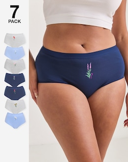 Pretty Secrets (7 Pack) Cotton Flower Detail Full Fit Knickers Floral