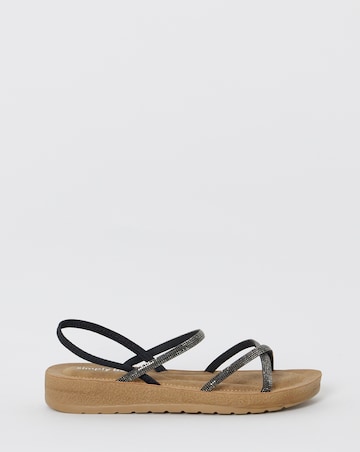 Bianca Sparkly Strapped Comfort Sandals - Extra Wide Fit (EEE)