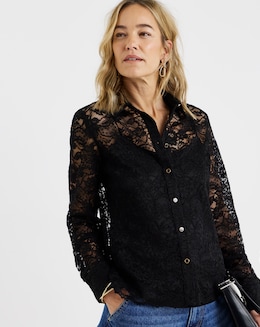 Lace Scallop Hem Shirt