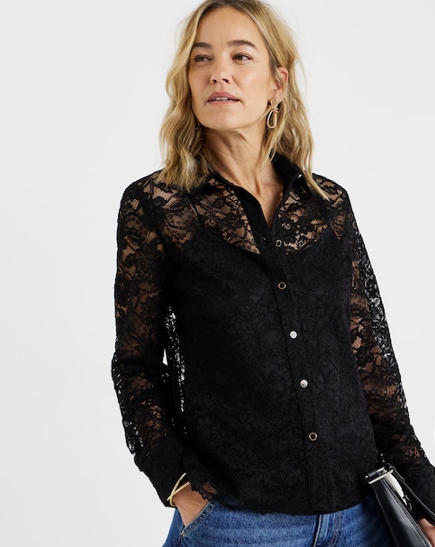Lace Scallop Hem Shirt