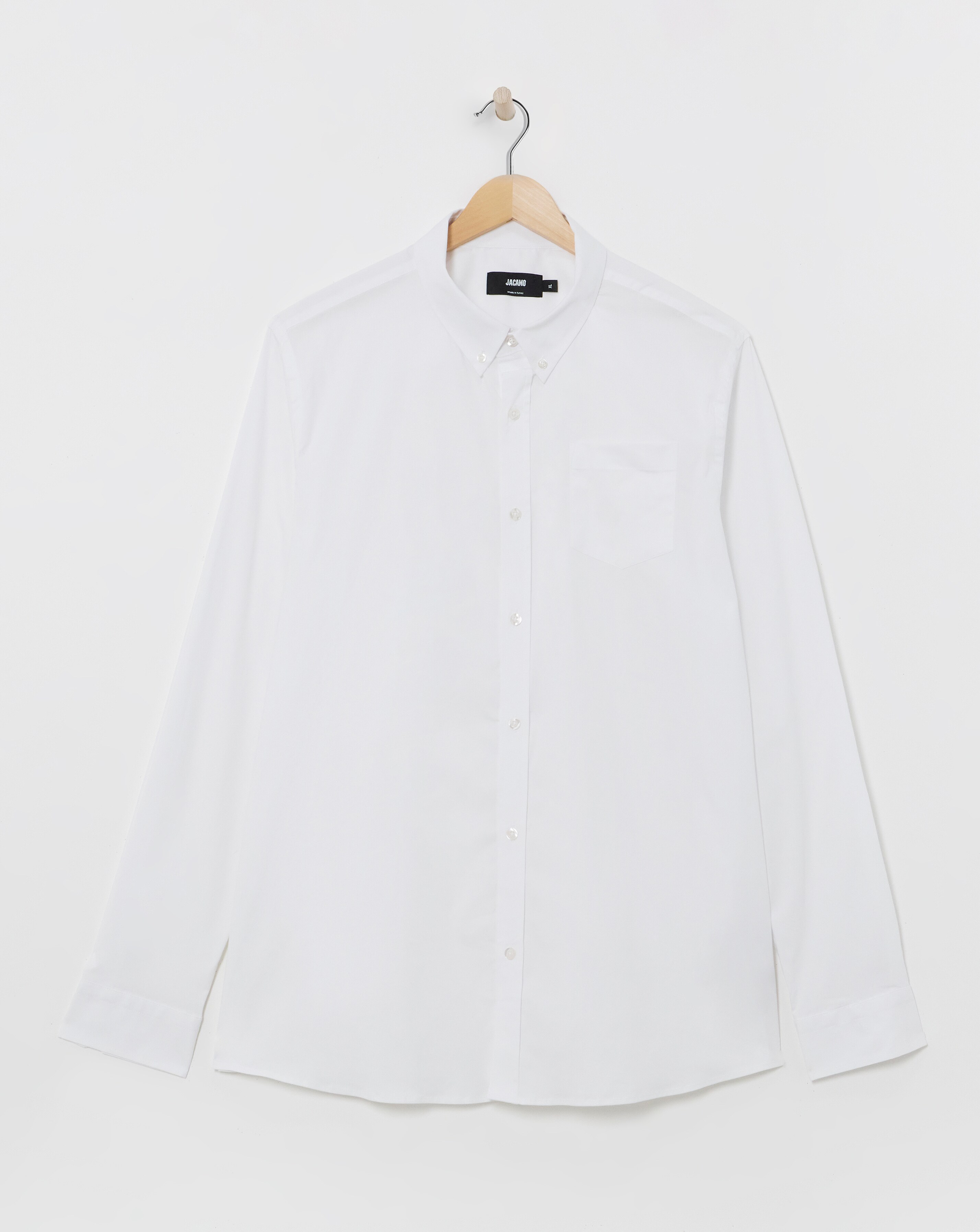 White Long Sleeve Button Down Poplin Shirt