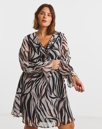Simply Be Zebra Print Georgette Frill Skater Dress