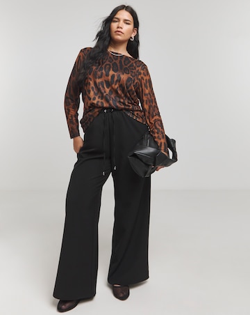 Leopard Print Mesh Scoop Back Top