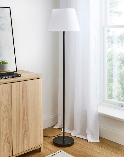 Owen White and Matt Black Floor Lamp