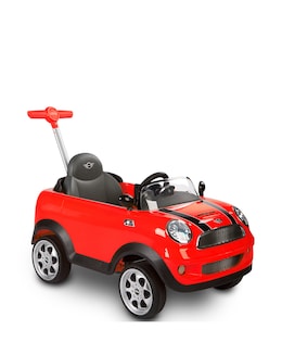 Mini Cooper Play Push Car with Parental Handle - Red
