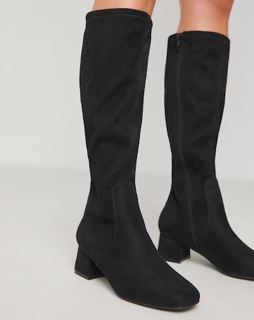 Demi Knee Kigh Heeled Boot - Wide Fit (E) & Super Curvy/Curvy Plus Calf